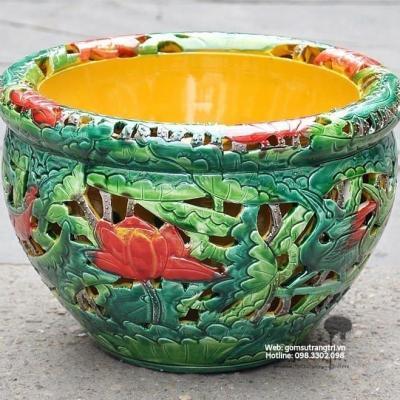 THỐNG SỨ 2 LỚP HỌA TIẾT HOA SEN